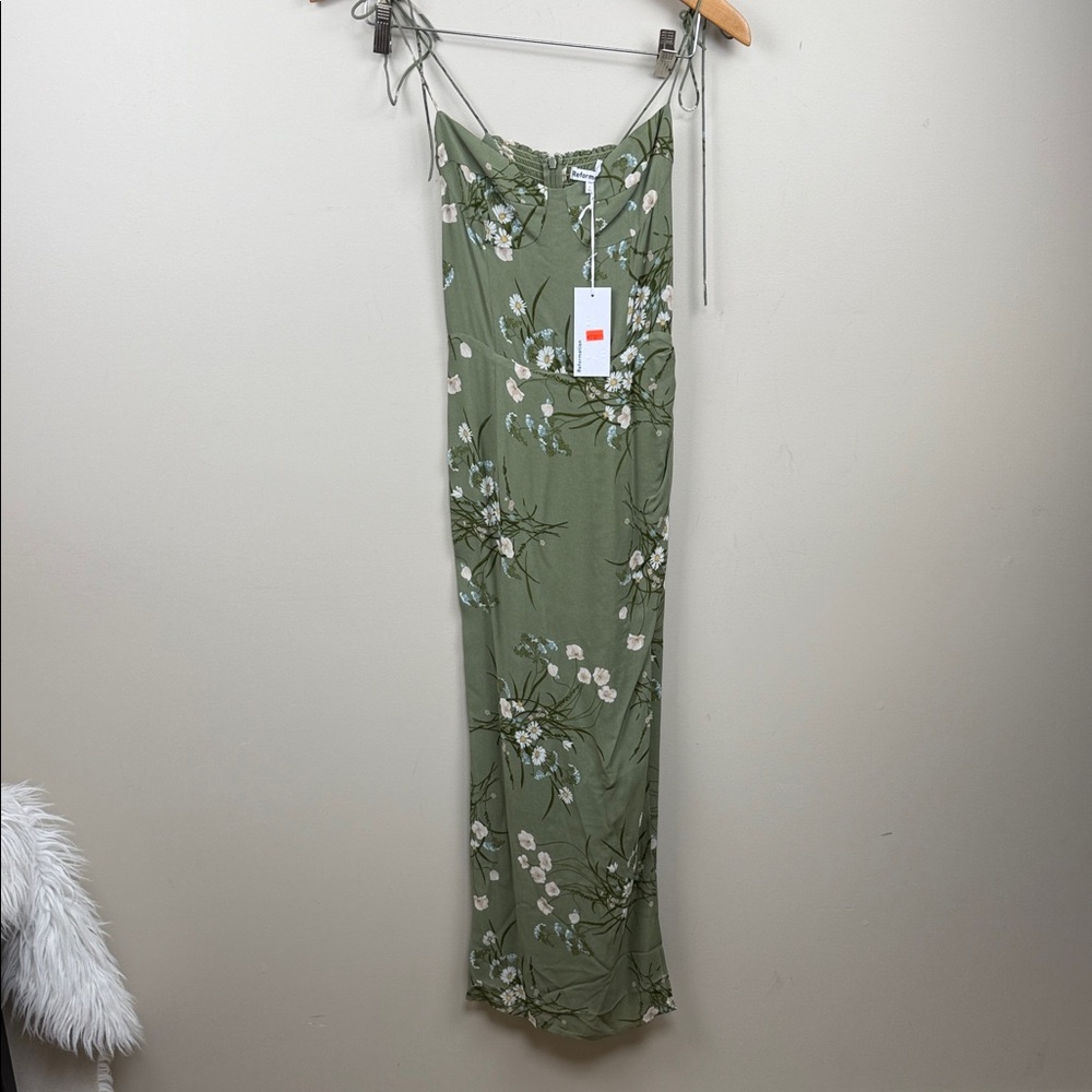 ❌❌SOLD❌❌NEW Reformation Kourtney Sage Floral Maxi Dress in Bonita 2 - Picture 10 of 16